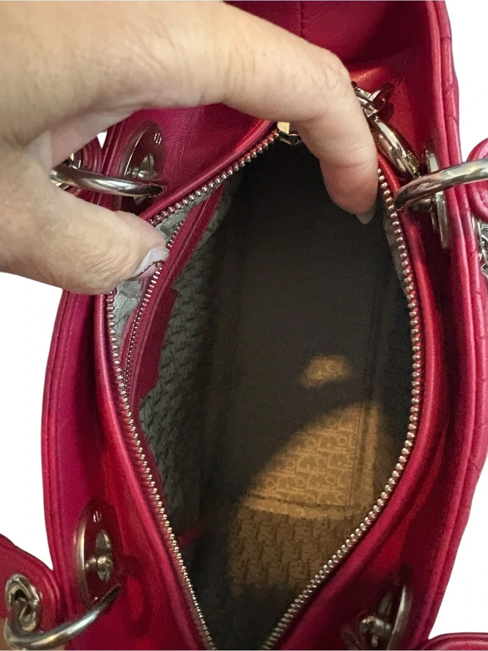 Dior Hot Pink Quilted Lady Dior Top-Handle Satchel